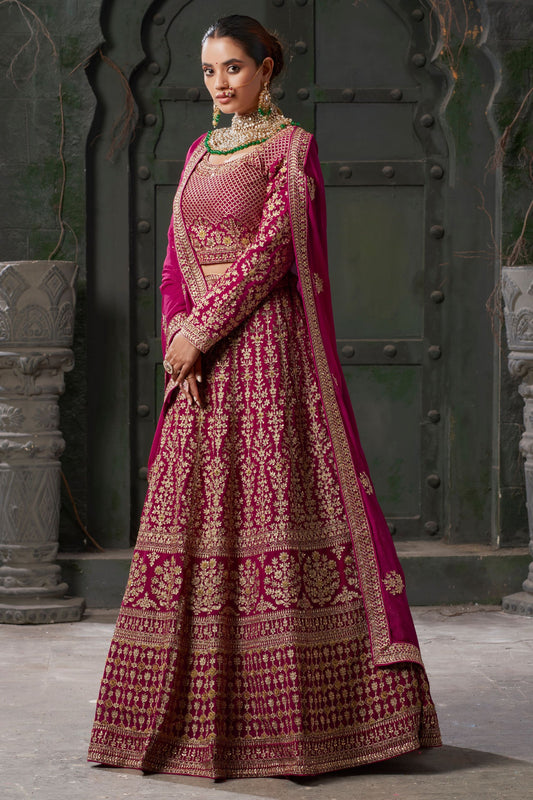 Pink Georgette Lehenga Choli - Embroidery Work, Zarkan Work