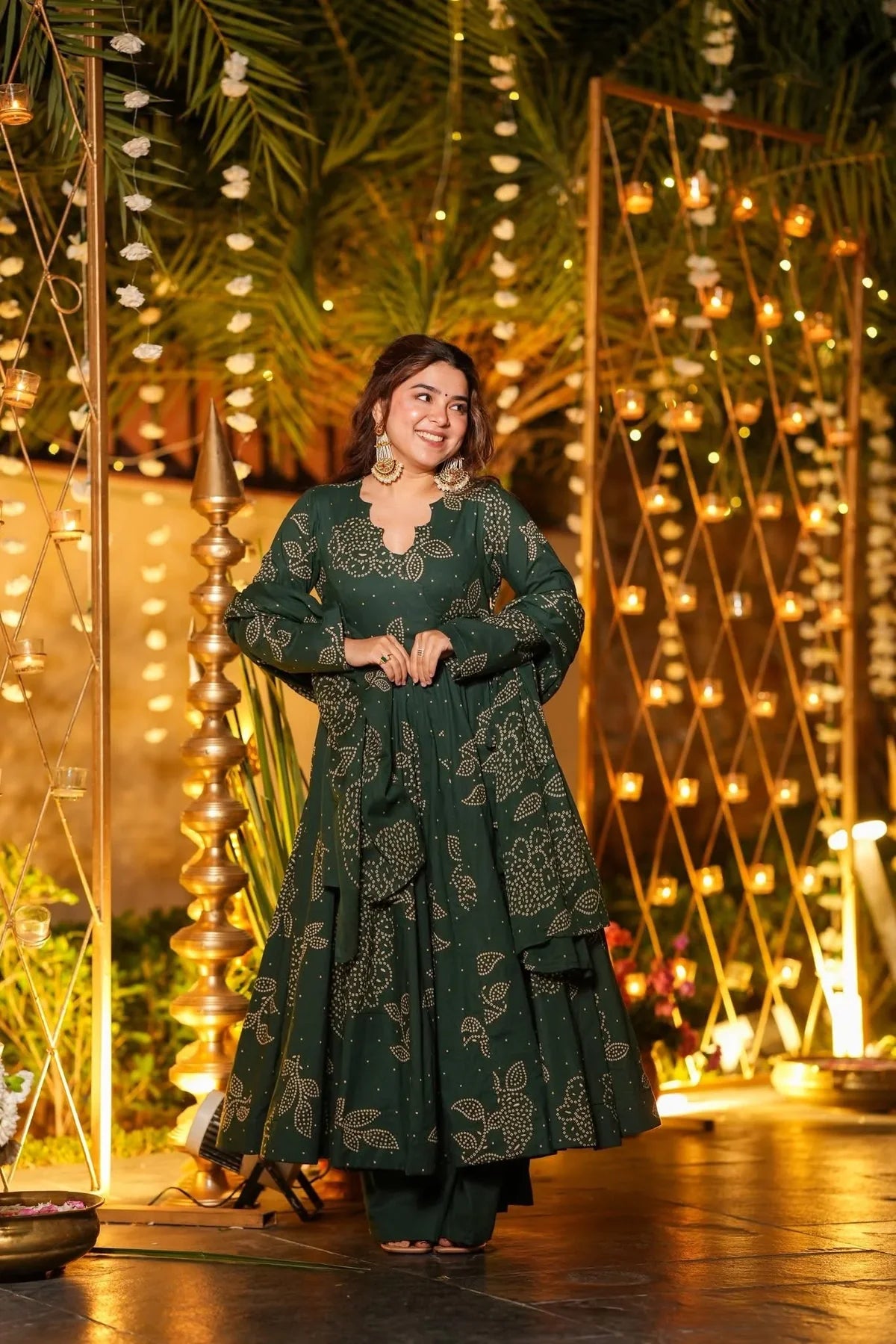 .VRITIKA GREEN COTTON ANARKALI SUIT SET