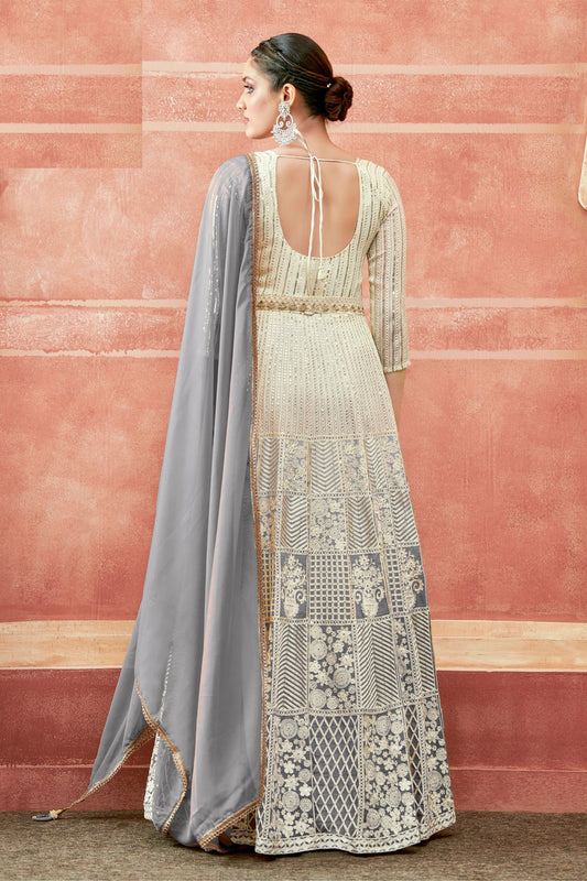 Gray Georgette Anarkali Suit