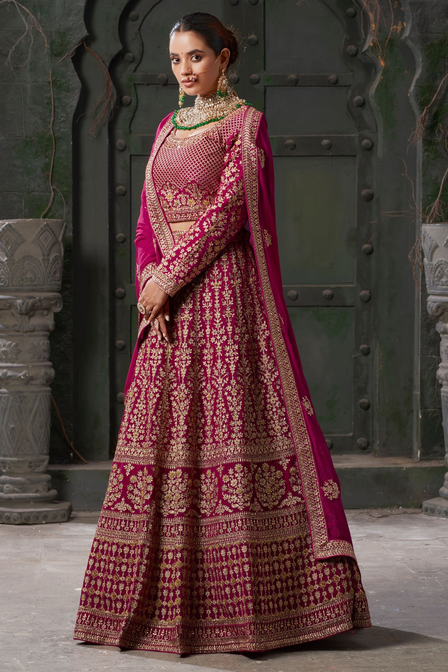 Pink Georgette Lehenga Choli - Embroidery Work, Zarkan Work