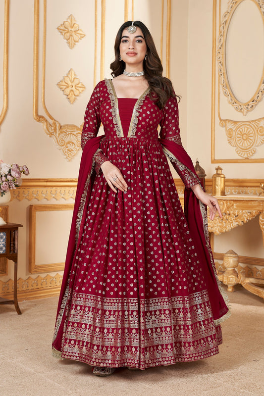 Red Georgette Anarkali Suit
