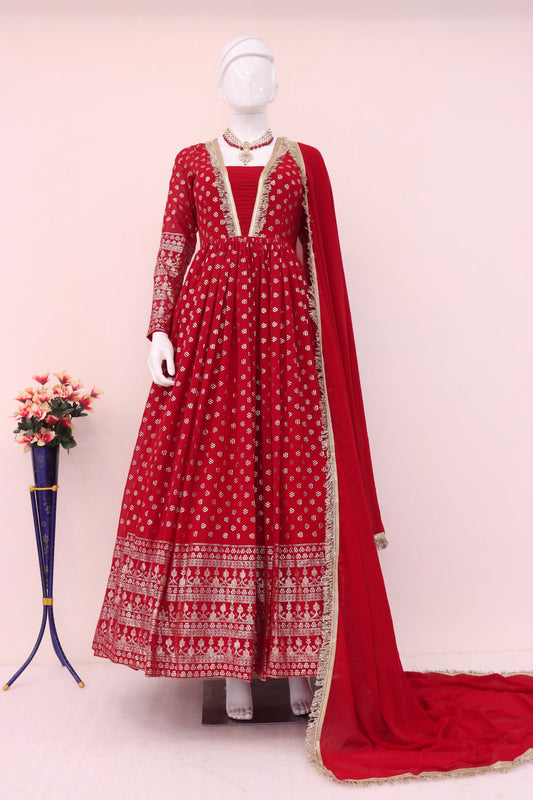 Red Georgette Anarkali Suit