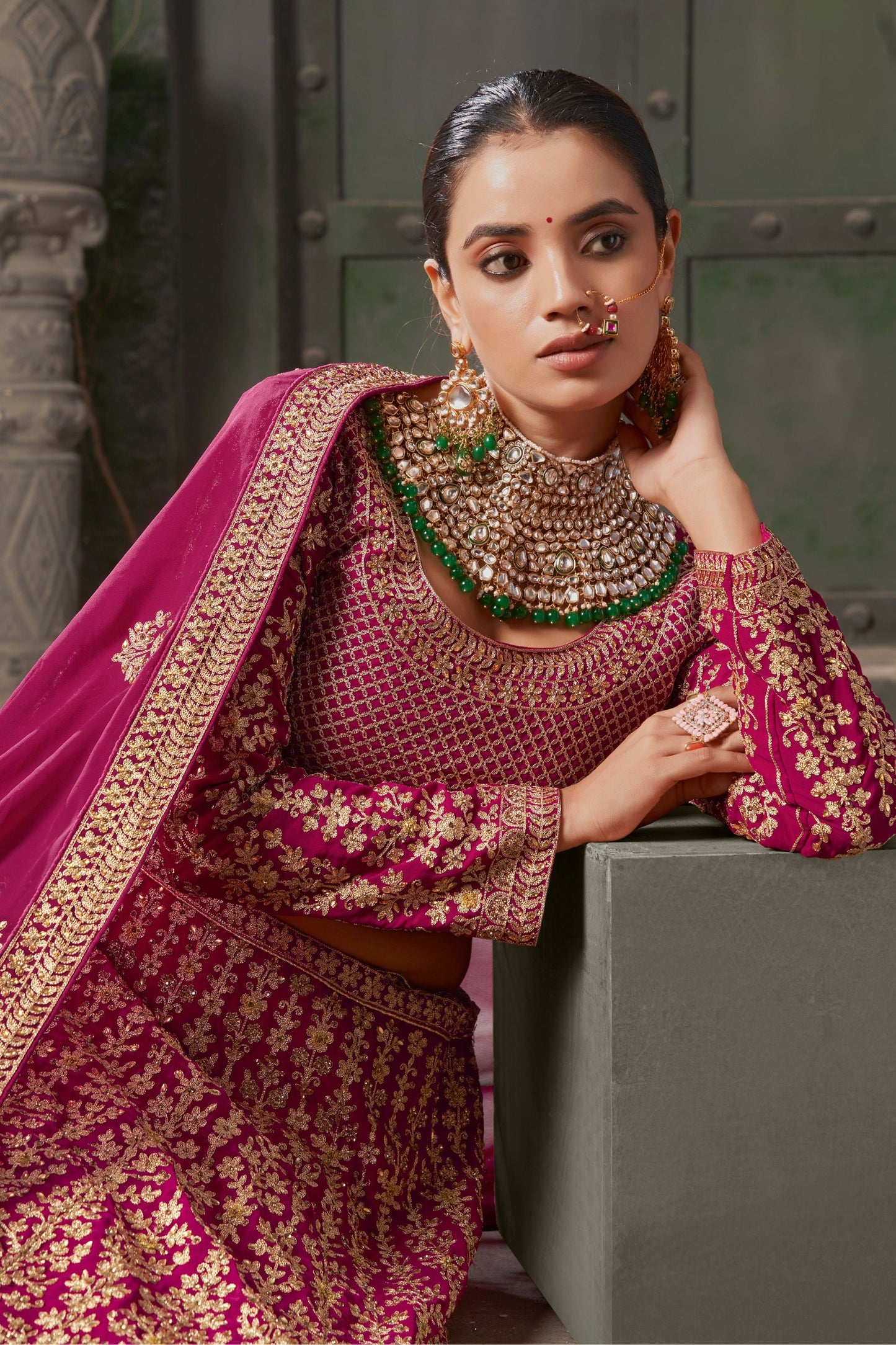 Pink Georgette Lehenga Choli - Embroidery Work, Zarkan Work