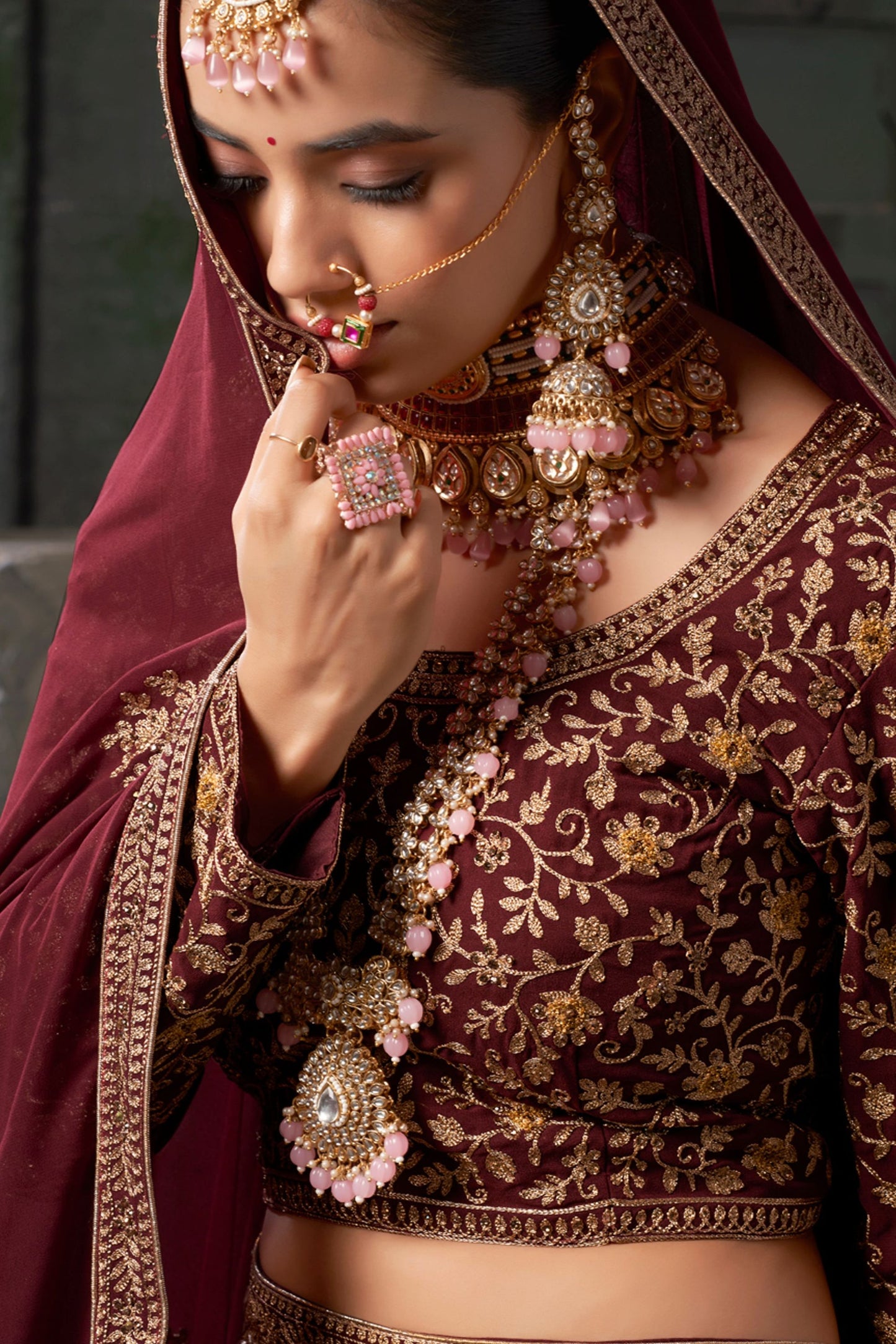 Maroon Georgette Embroidered Lehenga Choli - Embroidery Work, Zarkan Work